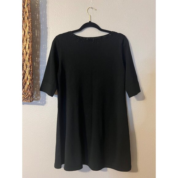 Eileen Fisher Women's Sweater M Medium Black Beaded Merino Wool Short Sleeve - Picture 13 of 13